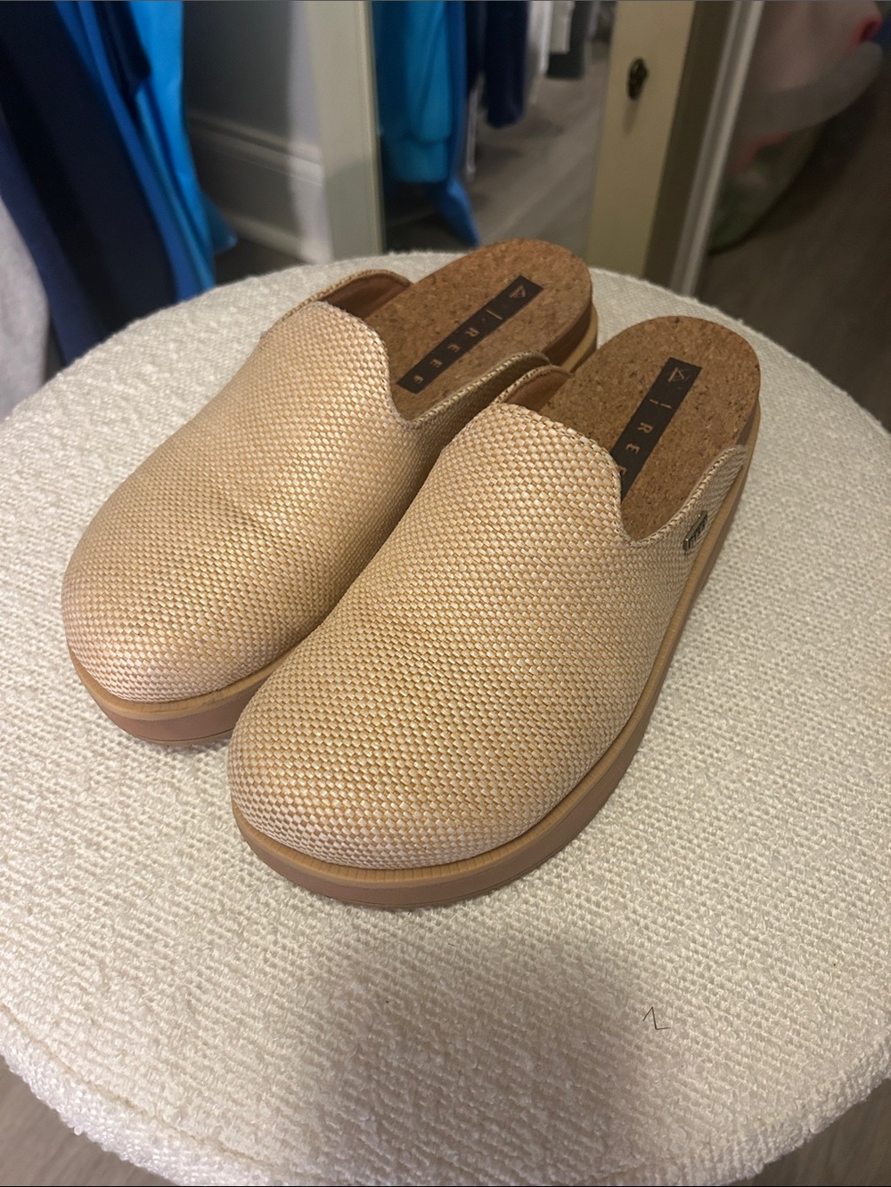 Reef Tan Woven Platform Clogs 8